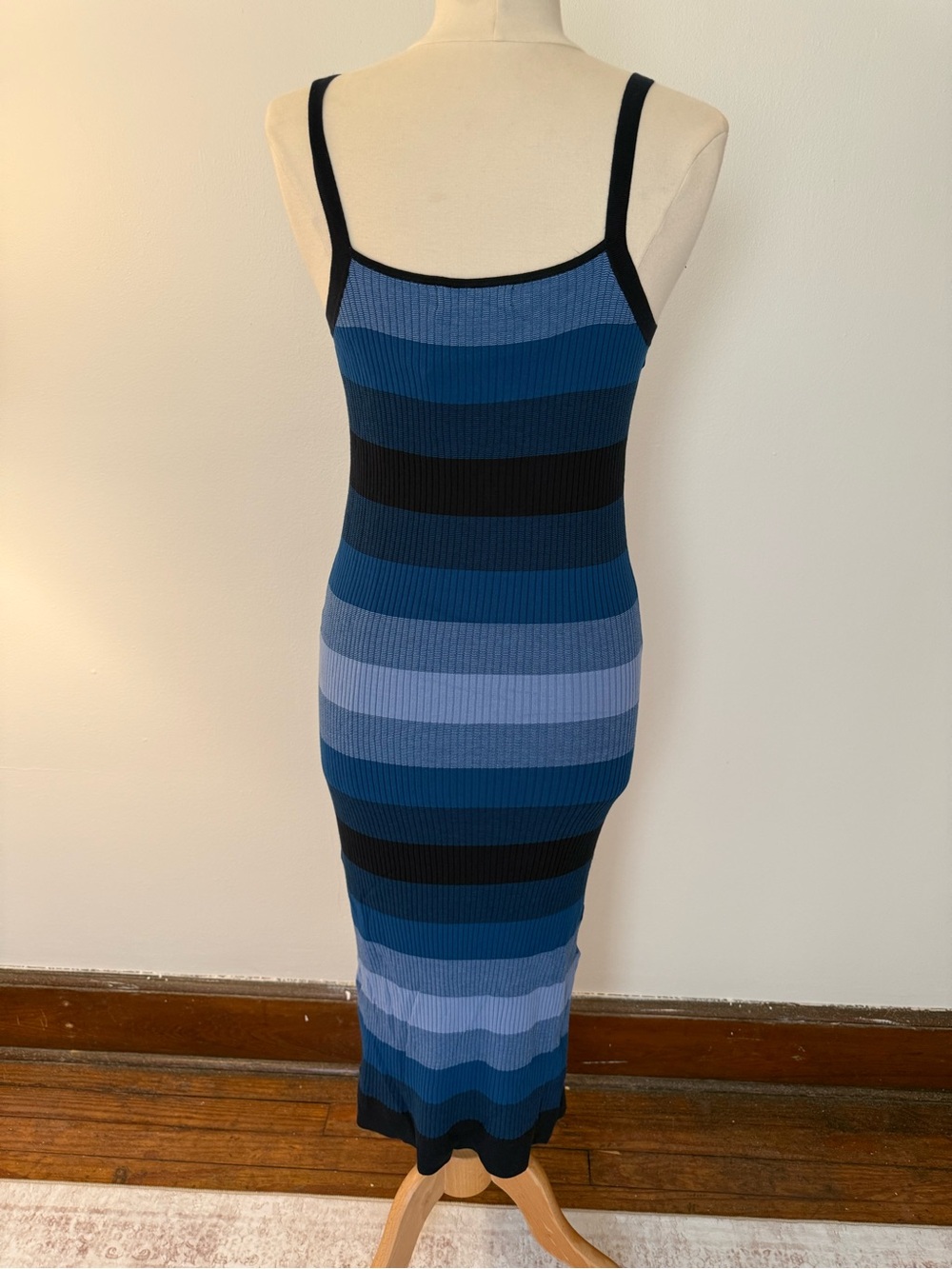 Banana Republic Blue Striped Ribbed Midi Dress